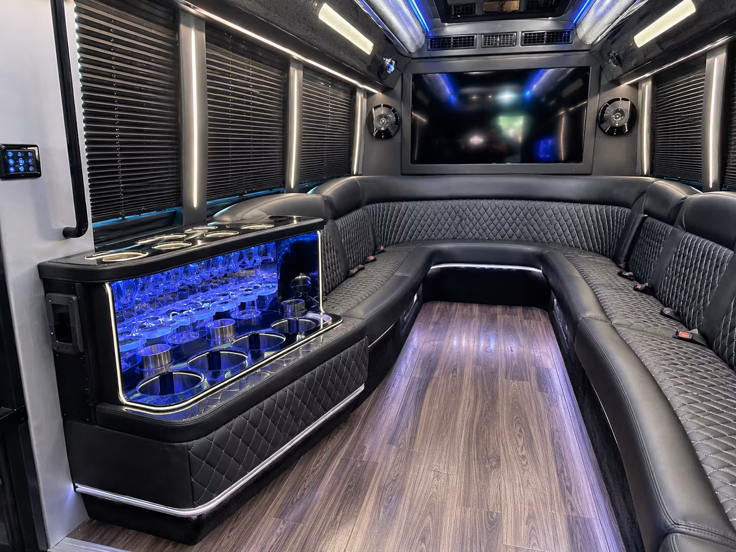 Lowell Private Event Transportation party bus interior