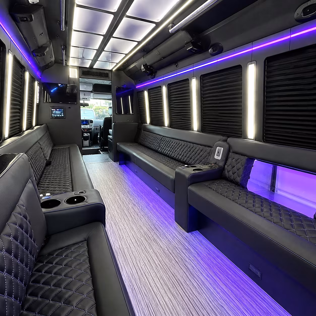 Lowell Wedding Transportation party bus interior
