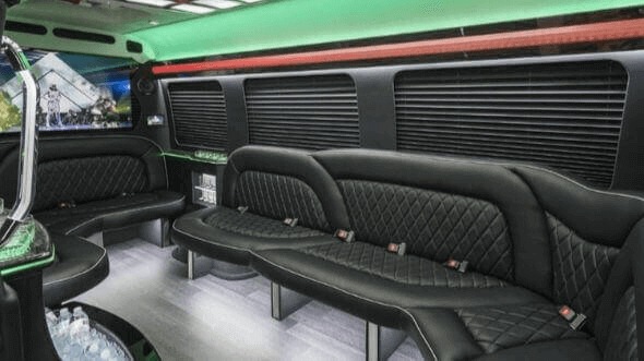 Interior of Charter Bus Company Boston's 14 Passenger Sprinter Limousine in Boston