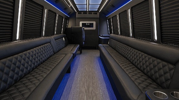 Interior of Charter Bus Company Boston's 20 Passenger Party Bus in Boston
