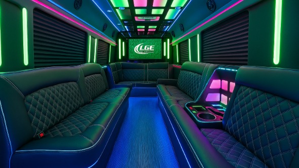 Interior of Lowell Party Bus Company's 20 Passenger Party Bus in Lowell