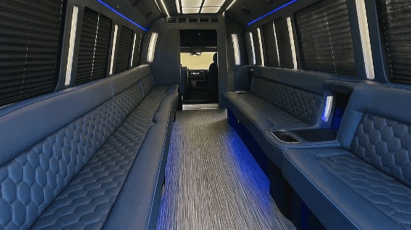 Interior of Charter Bus Company Medford's 20 Passenger Party Bus in Medford