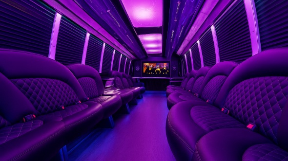 Interior of Charter Bus Company Boston's 25 Passenger Party Bus in Boston