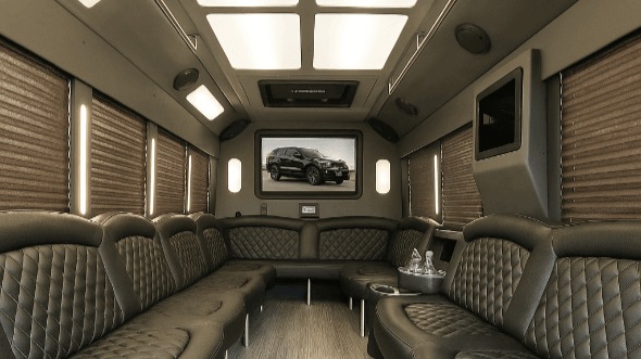 Interior of Charter Bus Company Lawrence's 28 Passenger Party Bus in Lawrence