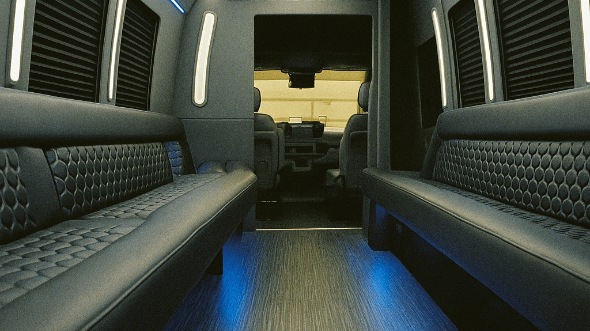 Interior of Charter Bus Company Newton's 28 Passenger Party Bus in Newton