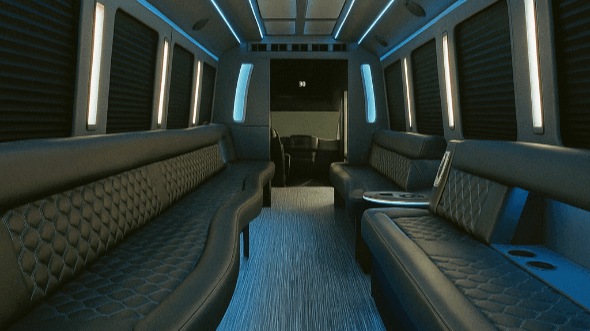 Interior of Charter Bus Company Waltham's 30 Passenger Party Bus in Waltham