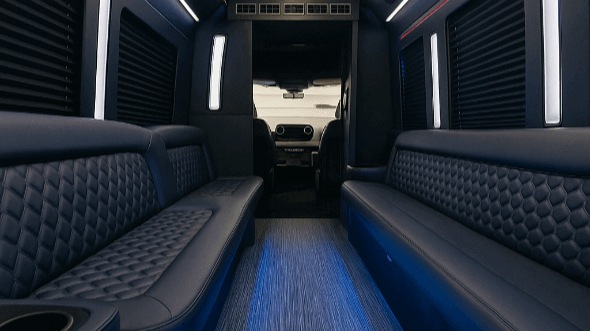 Interior of Charter Bus Company Waltham's 40 Passenger Party Bus in Waltham
