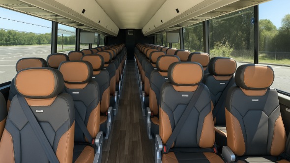 Interior of Charter Bus Company Lowell's 44 Passenger Charter Bus in Lowell