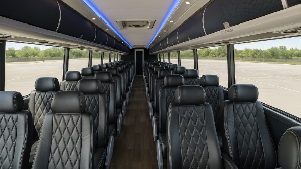 Interior of Charter Bus Company Lowell's 45 Passenger Charter Bus in Lowell