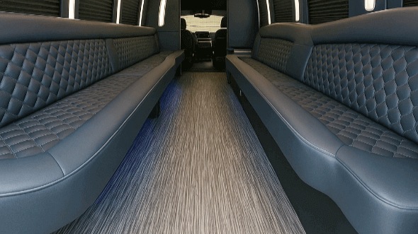 Interior of Charter Bus Company Lawrence's 50 Passenger Party Bus in Lawrence