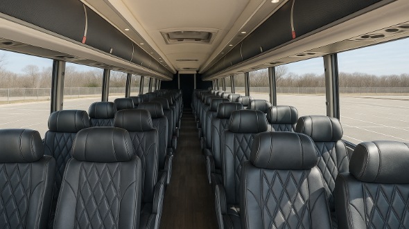 Interior of Charter Bus Company Lowell's 51 Passenger Charter Bus in Lowell