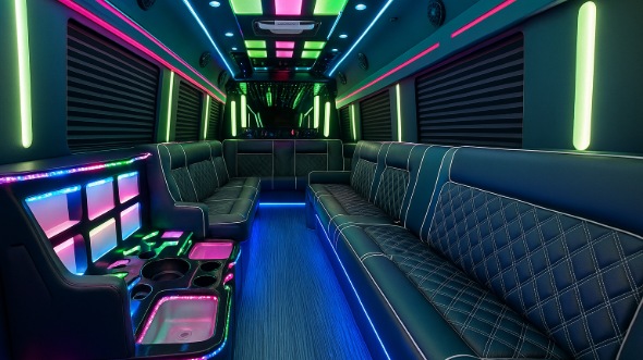 lowell 20 passenger party bus inside